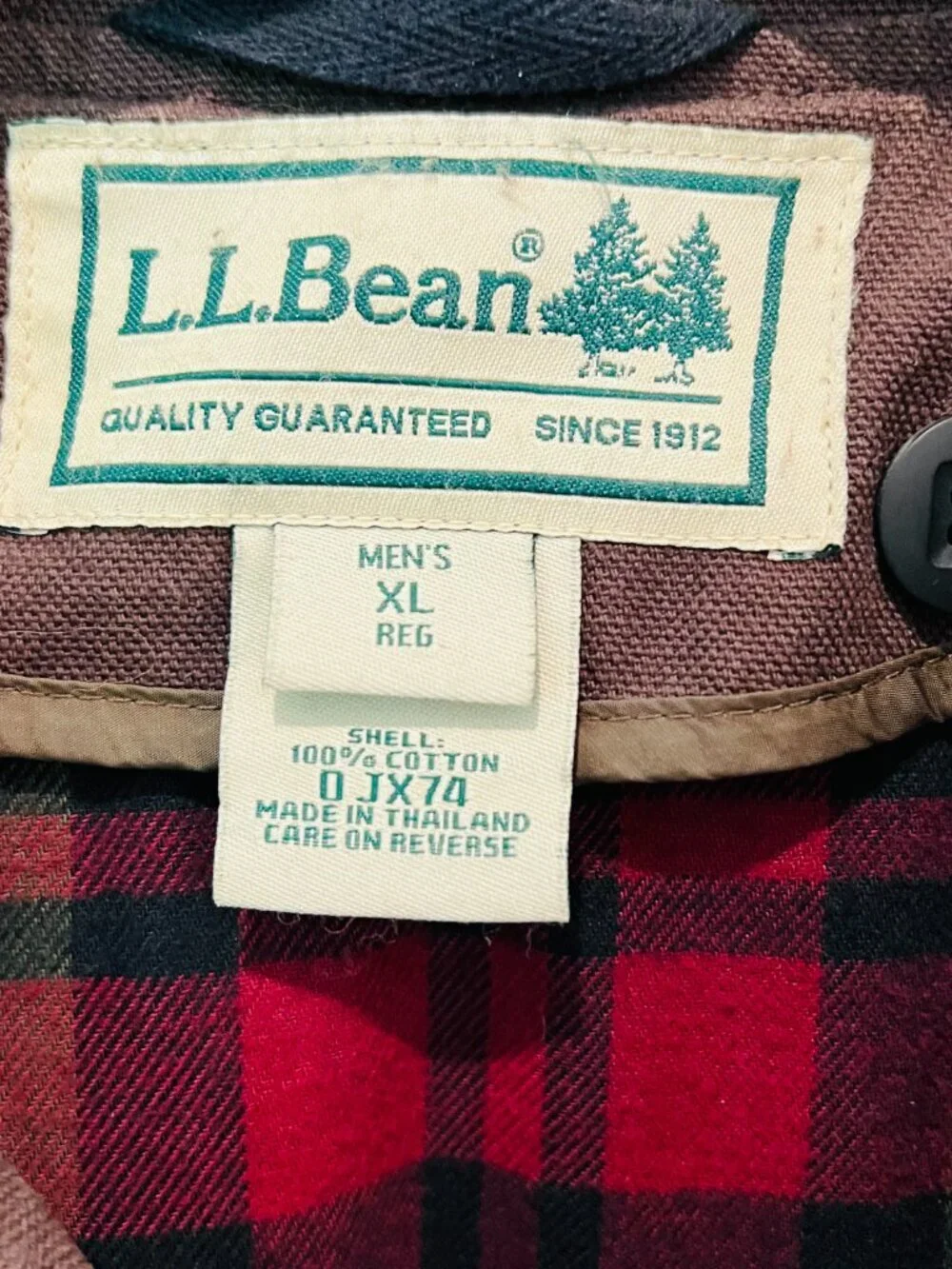VTG LL Bean Chore Barn Field Coat Mens Size XL Canvas Corduroy Collar